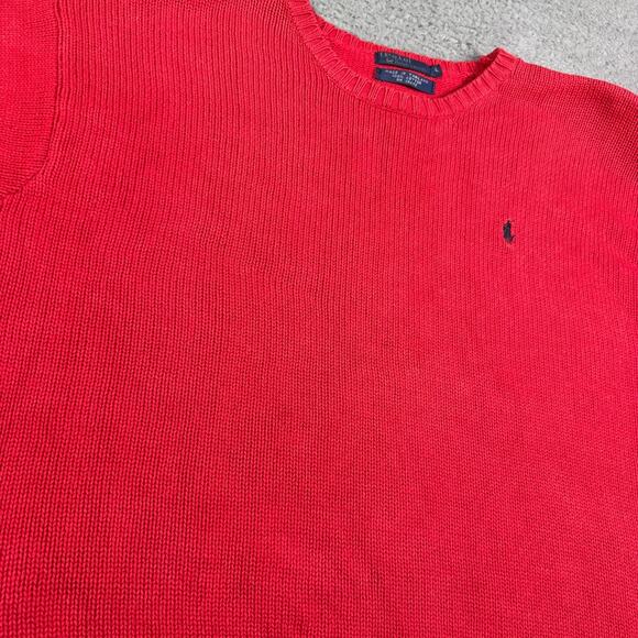 Vintage Polo Ralph Lauren Sweater Womens L Red Crew Neck Knit Pullover - Picture 3 of 9
